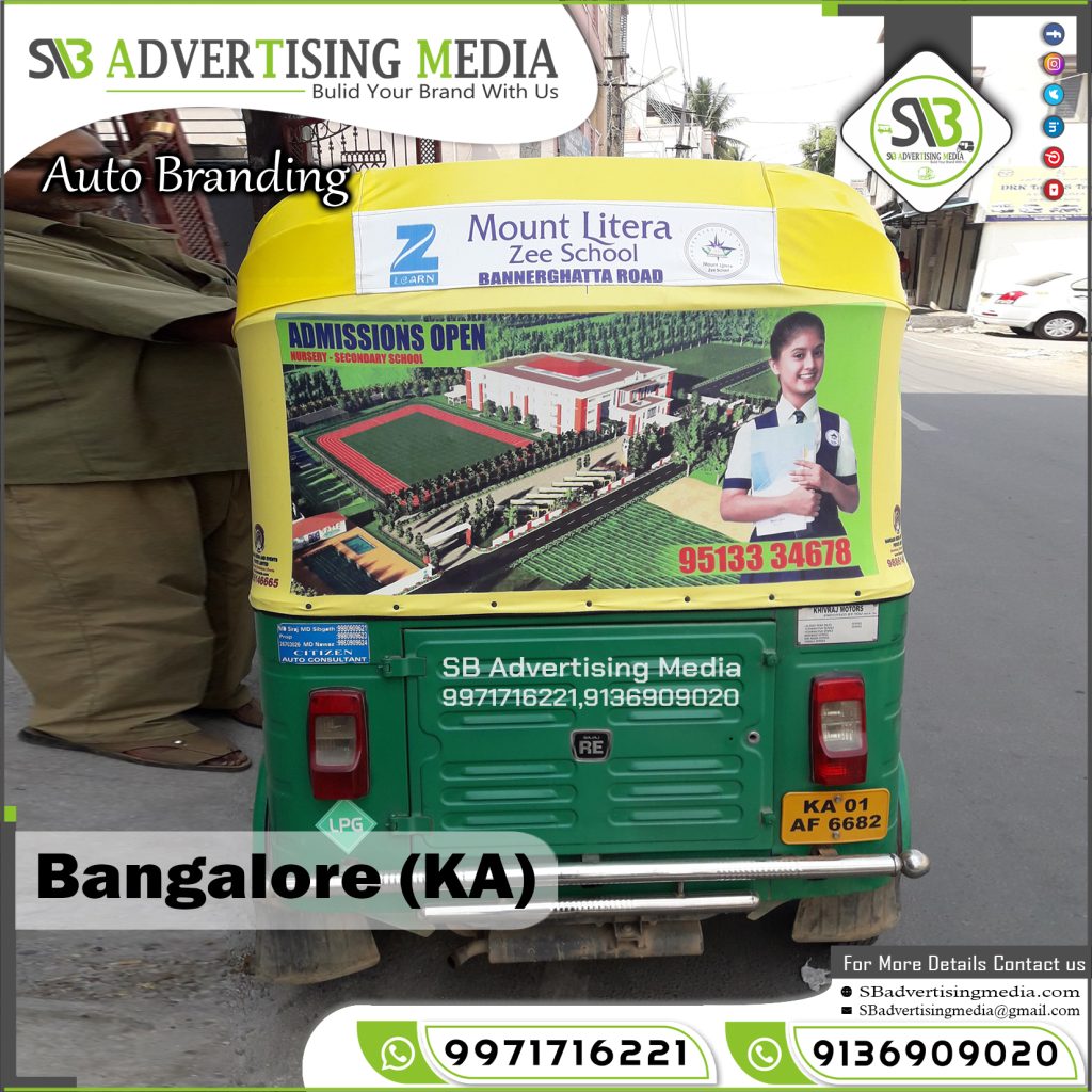 Auto Rickshaw Advertising Mount Litera Zee School Koramangla Bangalore