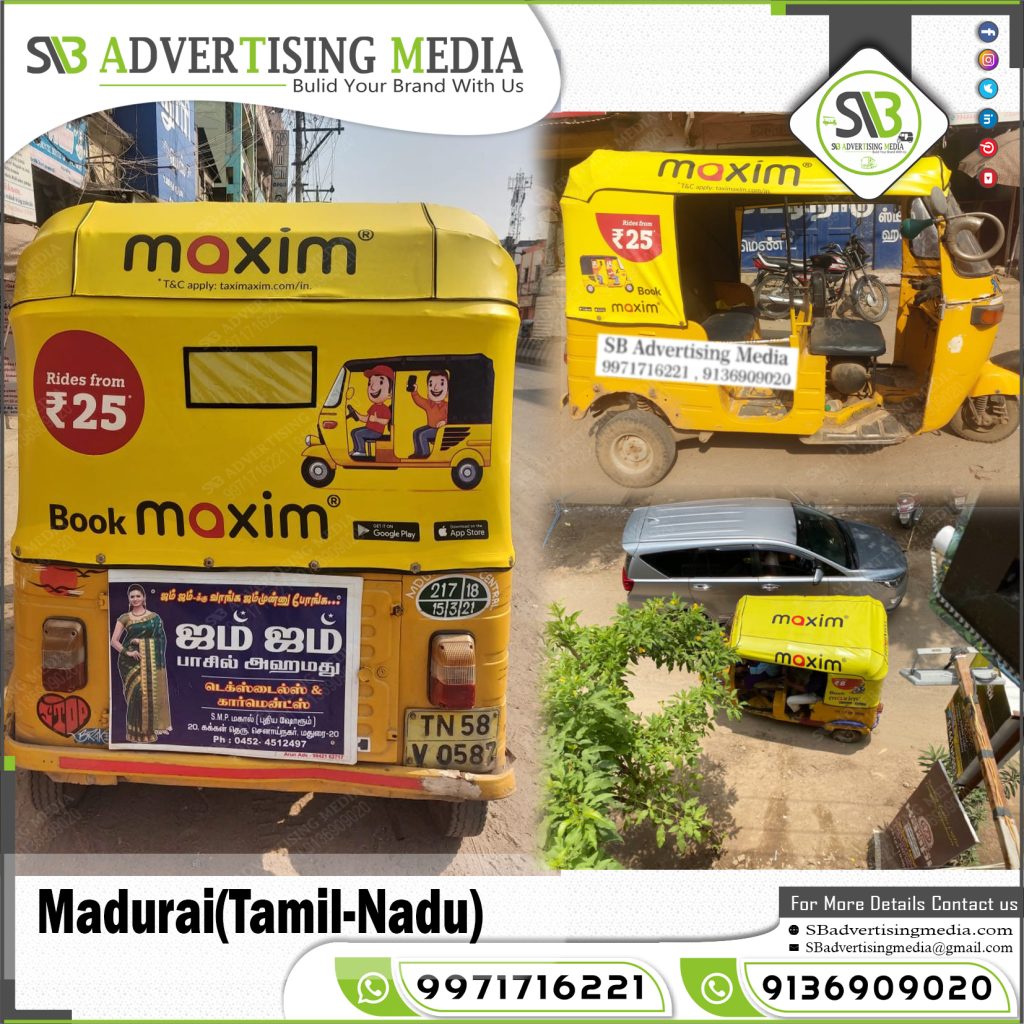 auto hood branding auto ride app maxim madurai tamil nadu