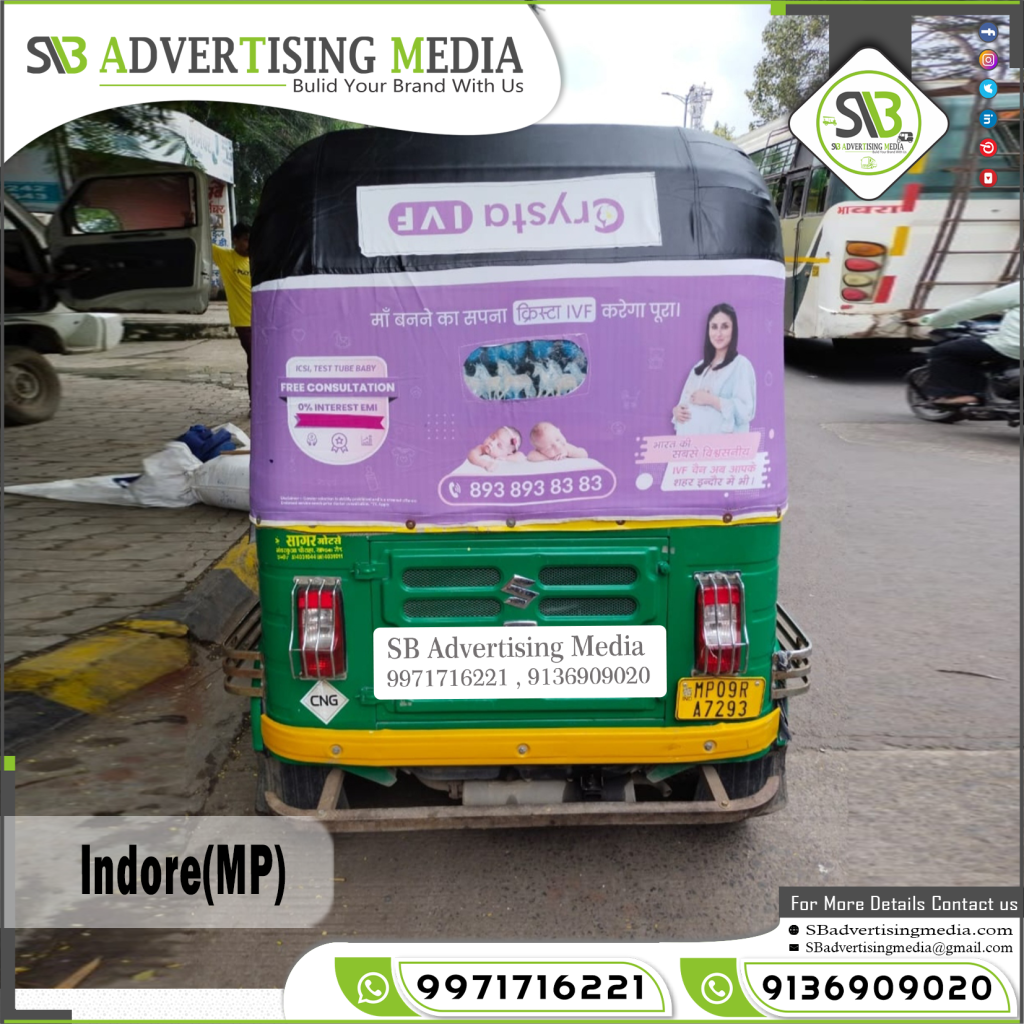 Auto rickshaw ads crysta ivf centre indore madhya pradesh
