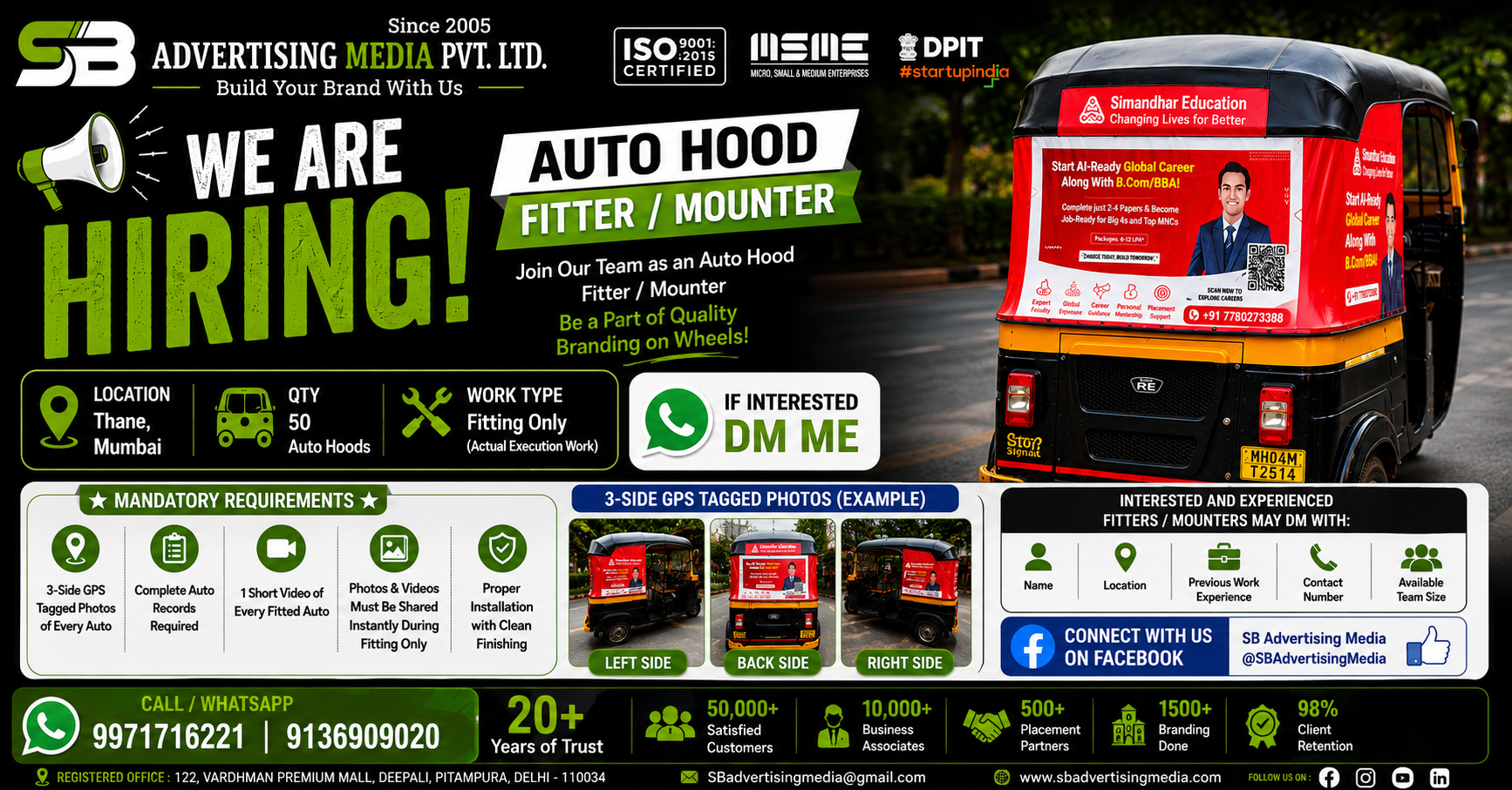Requirement – Auto Hood Fitter / Mounter in Mumbai