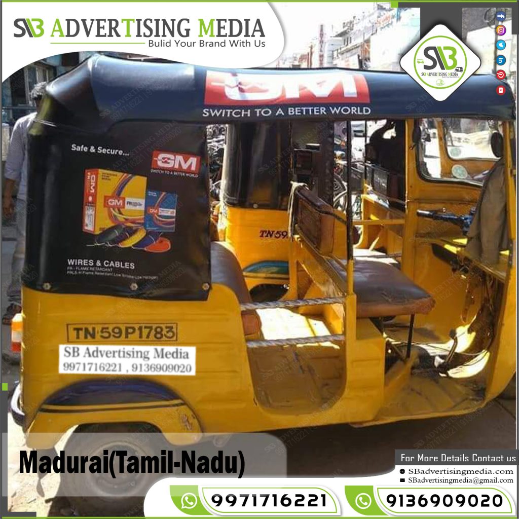 auto hood rickshaw ads gm led lights madurai tamilnadu
