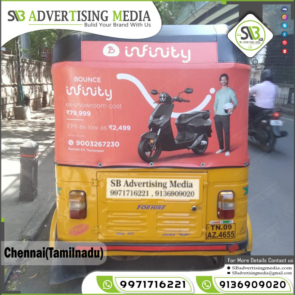 auto rickshaw advertising agency chennai tamil nadu infinity electric scooty