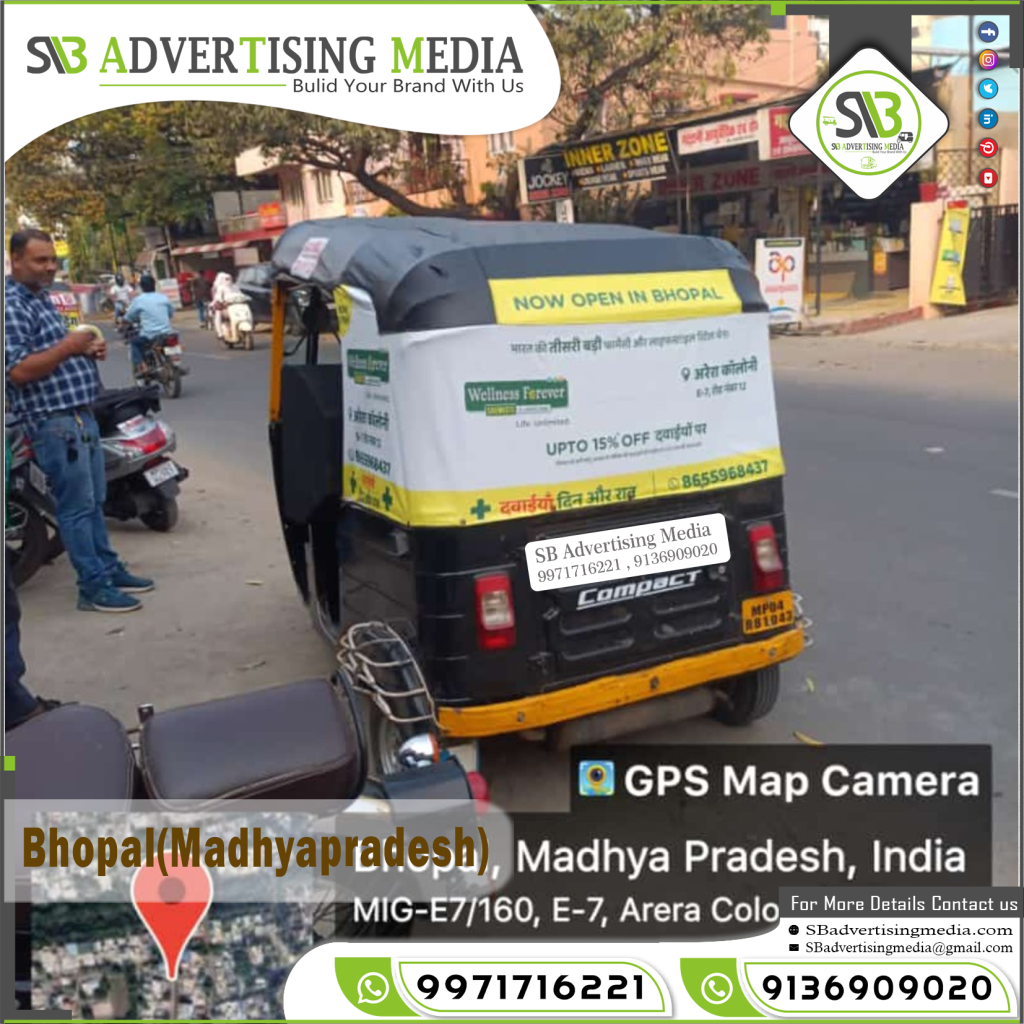 auto rickshaw advertising agency wellness forever online medicine store in bhopal madhya pradesh