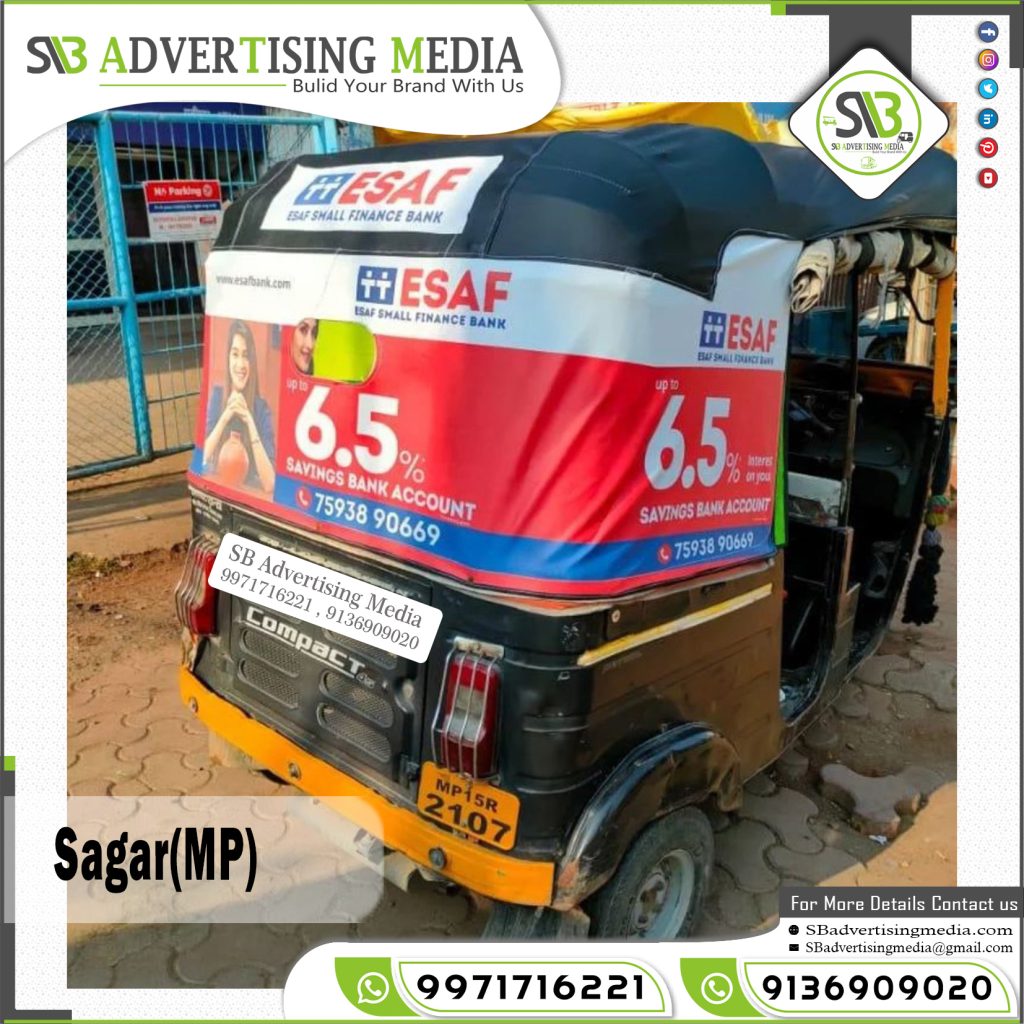 autorickshaw branding esaf small finance bank sagar madhya pradesh